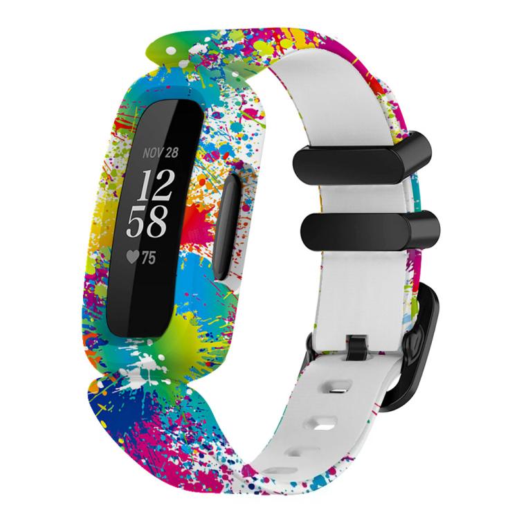 For Fitbit Ace 3 / Inspire2 xDfind Black Buckle Painting Integrated Silicone Watch Band