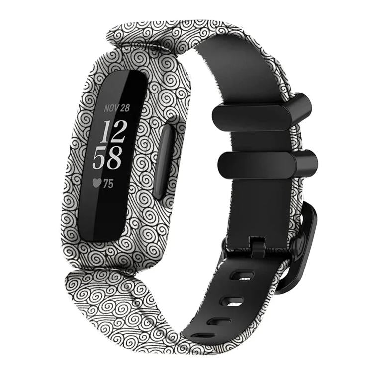 For Fitbit Ace 3 / Inspire2 xDfind Black Buckle Painting Integrated Silicone Watch Band