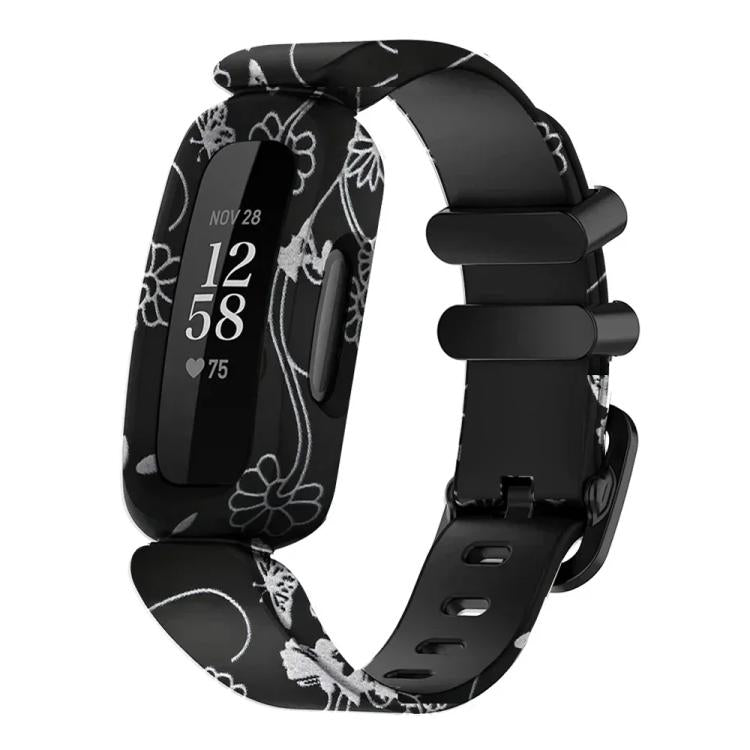 For Fitbit Ace 3 / Inspire2 xDfind Black Buckle Painting Integrated Silicone Watch Band