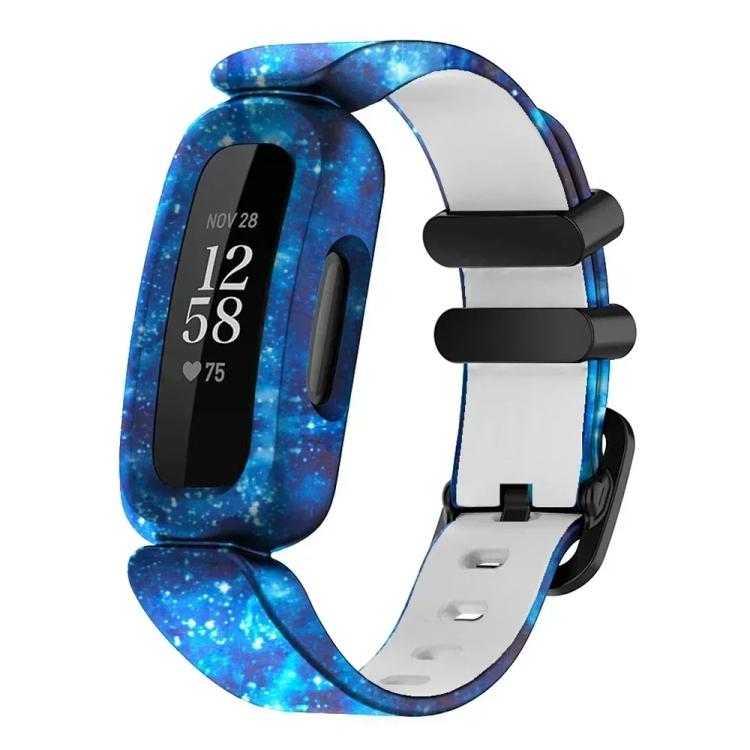 For Fitbit Ace 3 / Inspire2 xDfind Black Buckle Painting Integrated Silicone Watch Band
