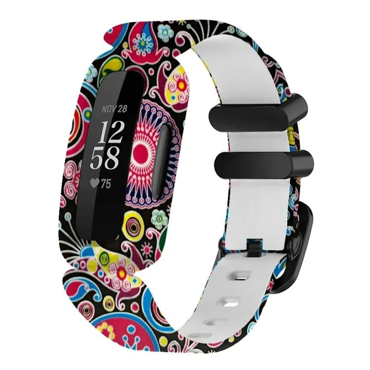 For Fitbit Ace 3 / Inspire2 xDfind Black Buckle Painting Integrated Silicone Watch Band