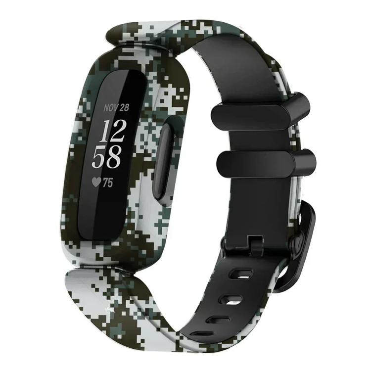 For Fitbit Ace 3 / Inspire2 xDfind Black Buckle Painting Integrated Silicone Watch Band