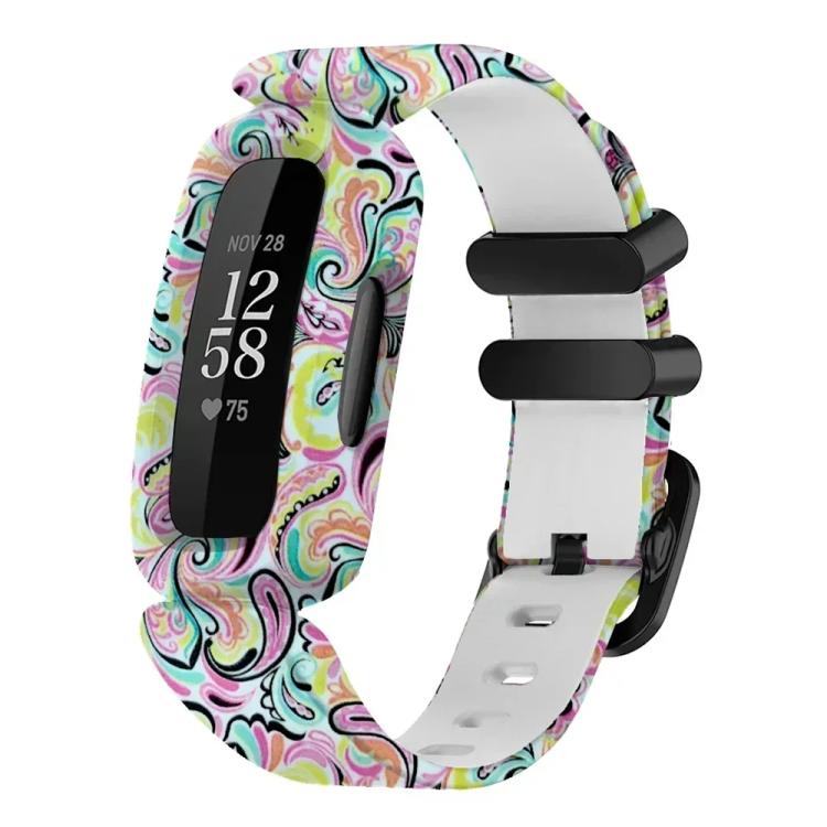 For Fitbit Ace 3 / Inspire2 xDfind Black Buckle Painting Integrated Silicone Watch Band