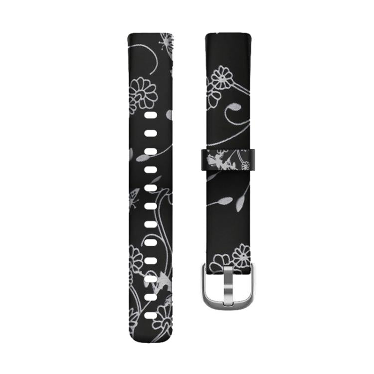 xDfind Silver Buckle Painting Silicone Watch Band For Fitbit Luxe, Size:S