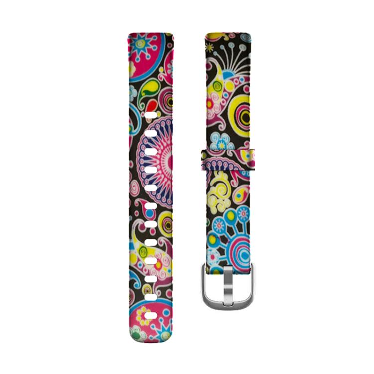 xDfind Silver Buckle Painting Silicone Watch Band For Fitbit Luxe, Size:S