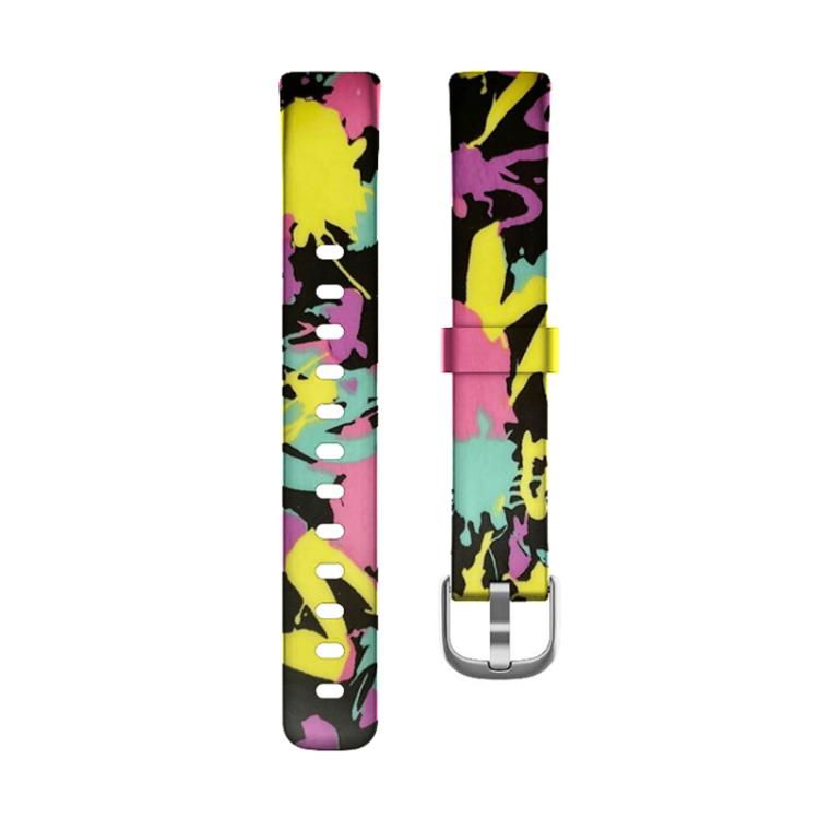 xDfind Silver Buckle Painting Silicone Watch Band For Fitbit Luxe, Size:L
