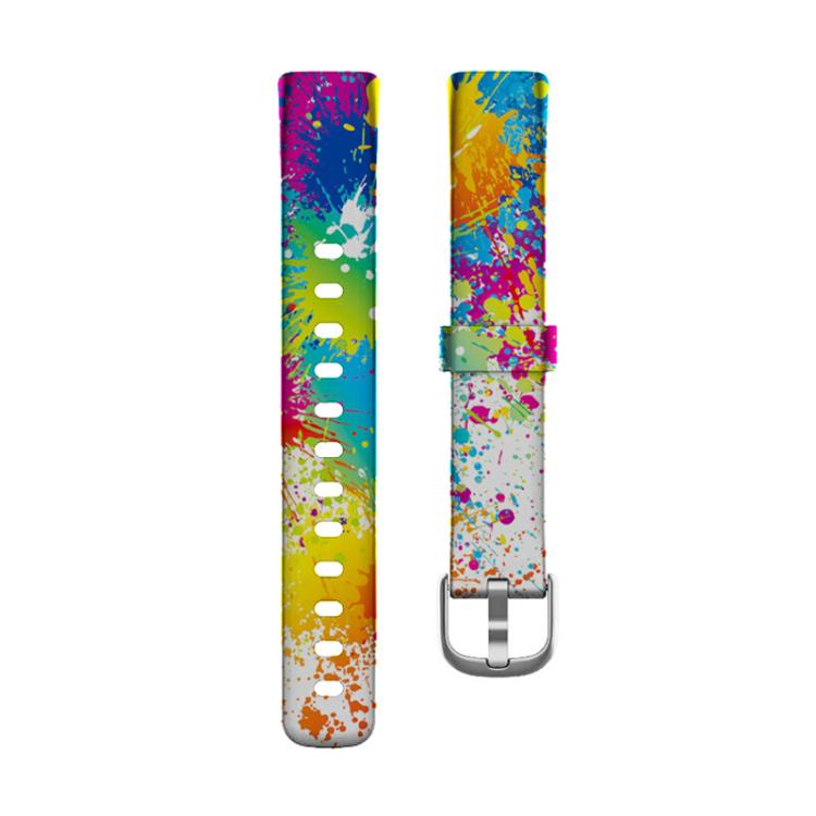 xDfind Silver Buckle Painting Silicone Watch Band For Fitbit Luxe, Size:L