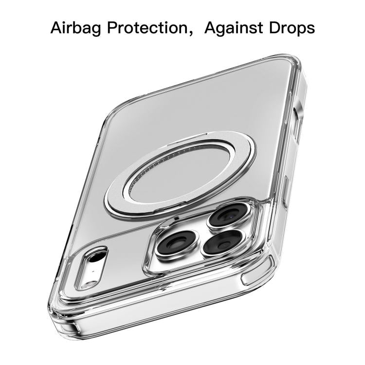 For iPhone 17 Pro Mutural Ice Amber Series MagSafe Holder TPU Phone Case - Transparent