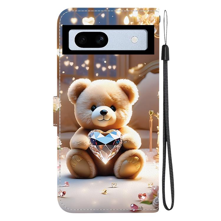 For Google Pixel 7a Crystal Texture Colored Drawing Leather Phone Case