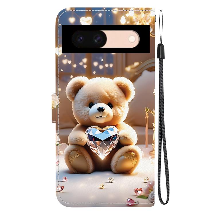 For Google Pixel 8a Crystal Texture Colored Drawing Leather Phone Case