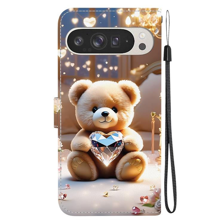 For Google Pixel 9 Pro XL Crystal Texture Colored Drawing Leather Phone Case
