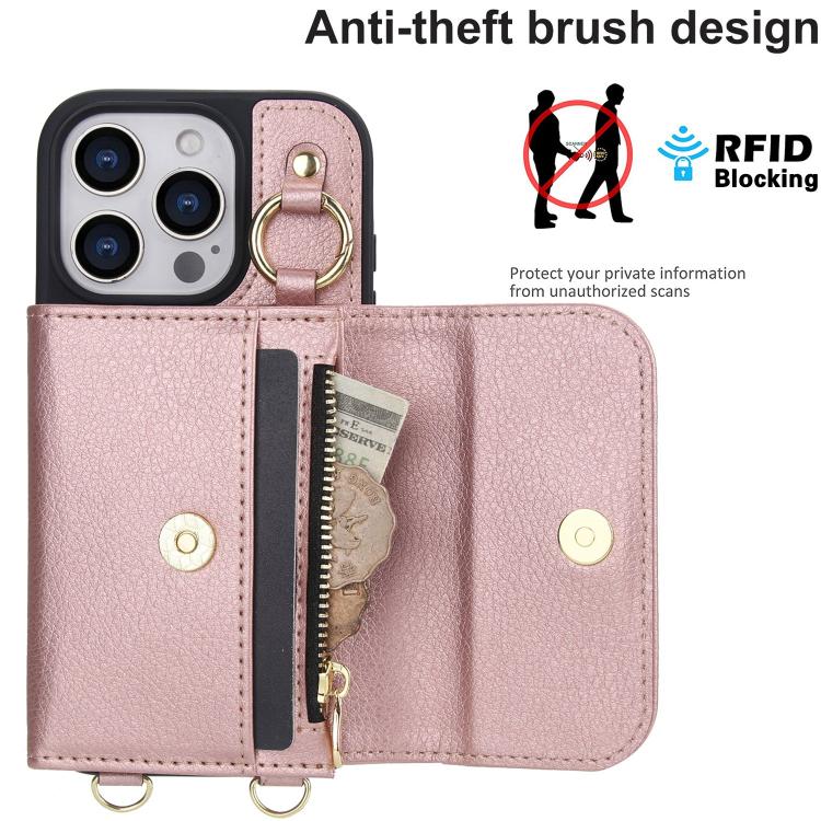 For iPhone 16 Pro Max AwQuer 2 in 1 Crossbody Wallet Leather Back Phone Case