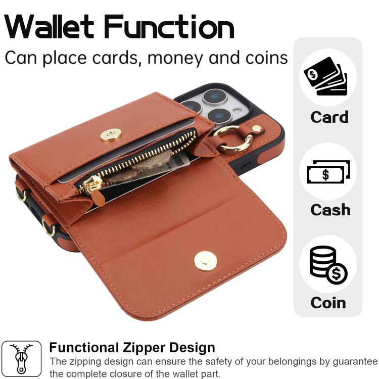 For iPhone 16 Pro Max AwQuer 2 in 1 Crossbody Wallet Leather Back Phone Case