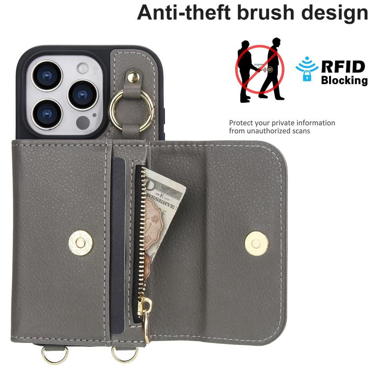 For iPhone 15 AwQuer 2 in 1 Crossbody Wallet Leather Back Phone Case