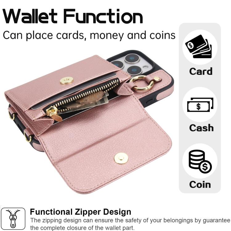 For iPhone 15 AwQuer 2 in 1 Crossbody Wallet Leather Back Phone Case