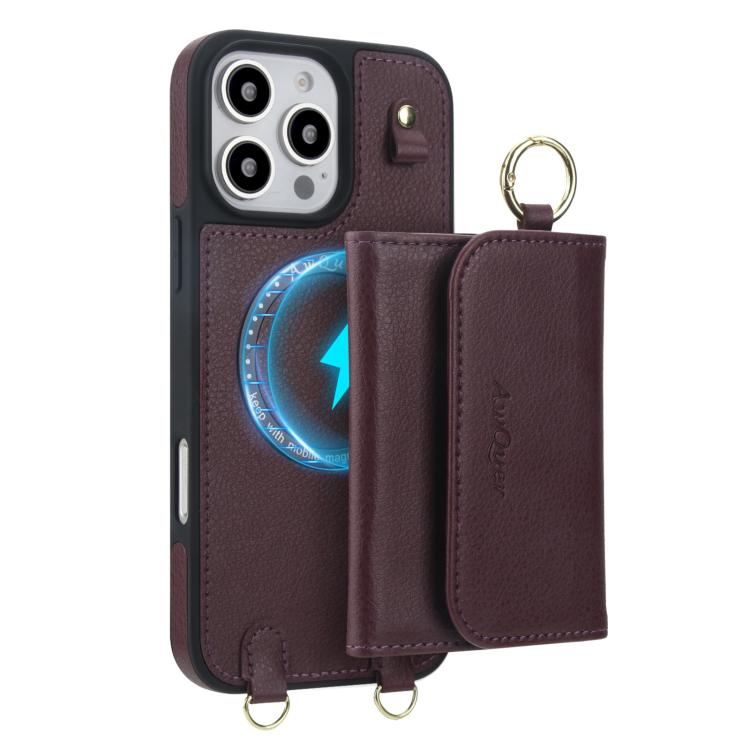 For iPhone 14 / 13 AwQuer 2 in 1 Crossbody Wallet Leather Back Phone Case