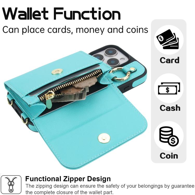 For iPhone 14 / 13 AwQuer 2 in 1 Crossbody Wallet Leather Back Phone Case
