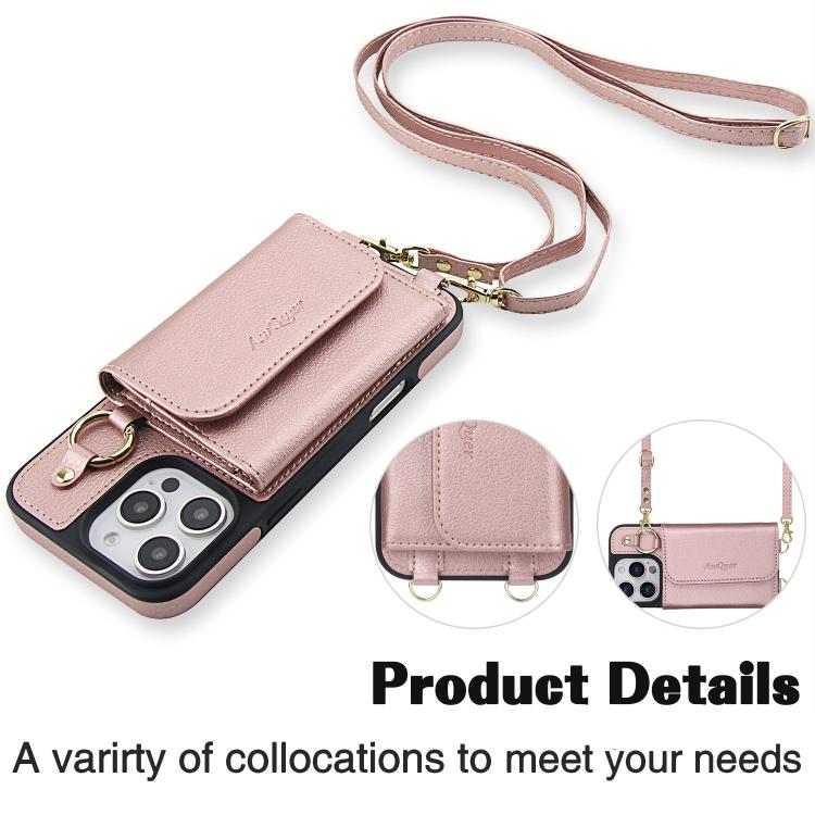For iPhone 14 / 13 AwQuer 2 in 1 Crossbody Wallet Leather Back Phone Case