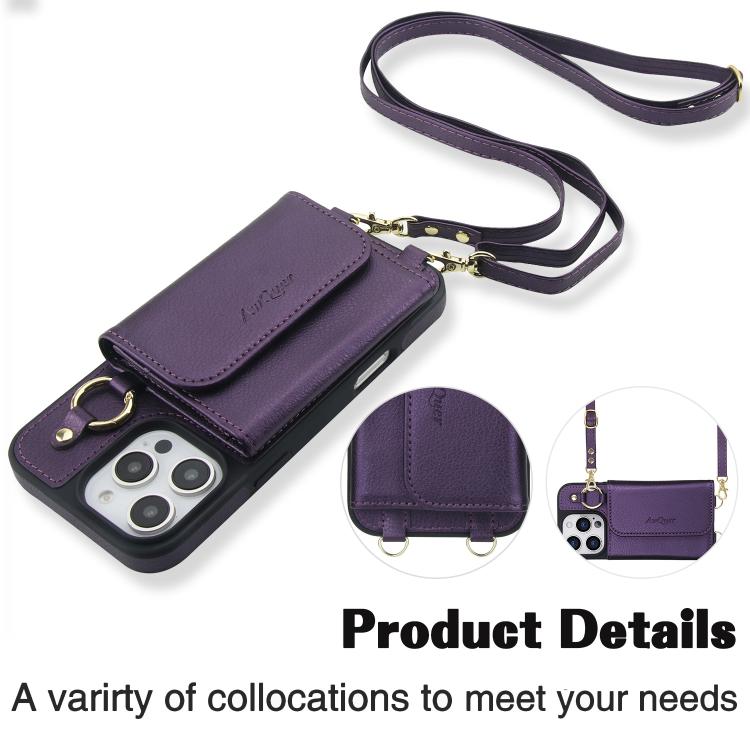For iPhone 13 Pro AwQuer 2 in 1 Crossbody Wallet Leather Back Phone Case
