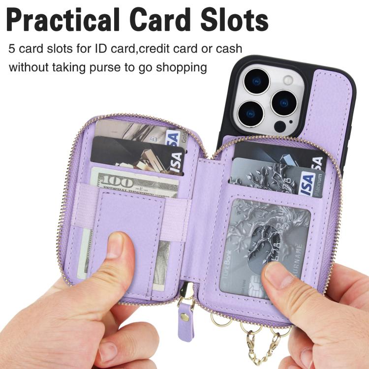 For iPhone 16 AwQuer 2 in 1 Crossbody Zipper Wallet Leather Back Phone Case