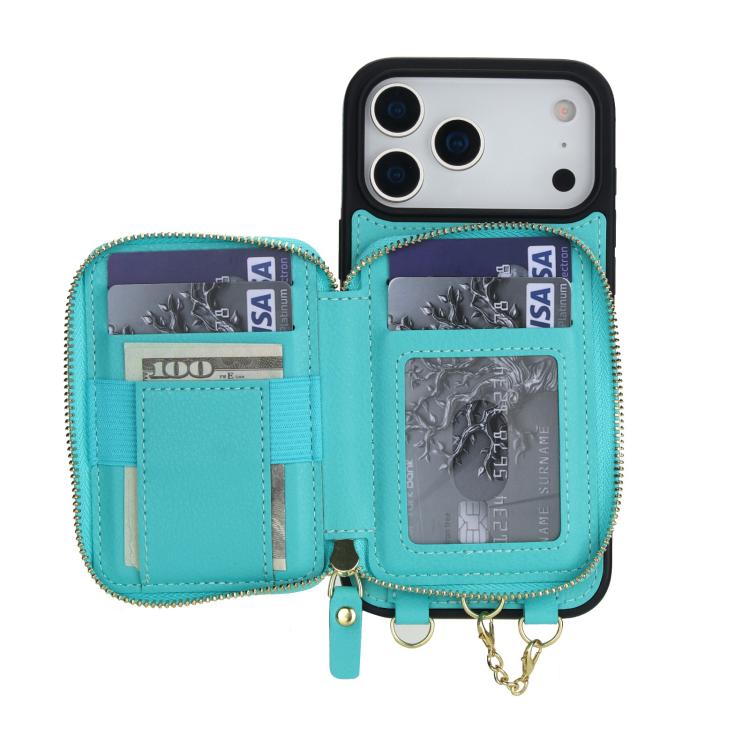 For iPhone 17 Pro Max AwQuer 2 in 1 Crossbody Zipper Wallet Leather Back Phone Case