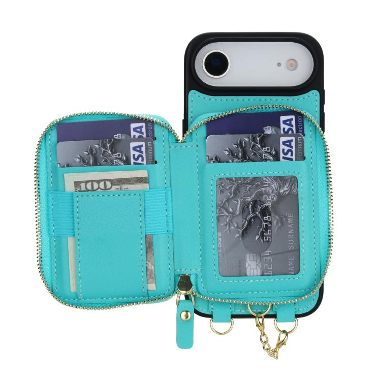 For iPhone Air AwQuer 2 in 1 Crossbody Zipper Wallet Leather Back Phone Case