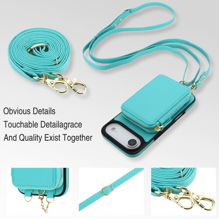 For iPhone Air AwQuer 2 in 1 Crossbody Zipper Wallet Leather Back Phone Case