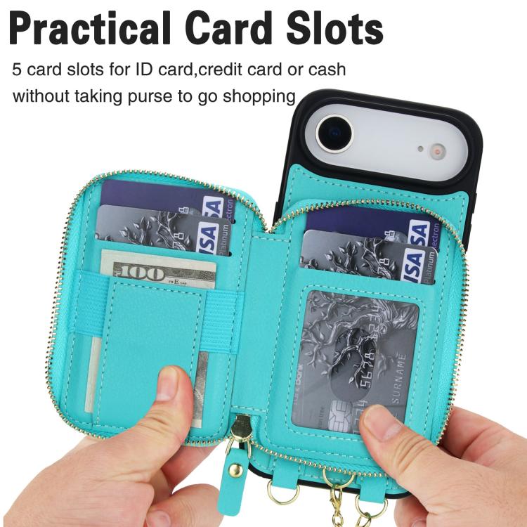 For iPhone Air AwQuer 2 in 1 Crossbody Zipper Wallet Leather Back Phone Case