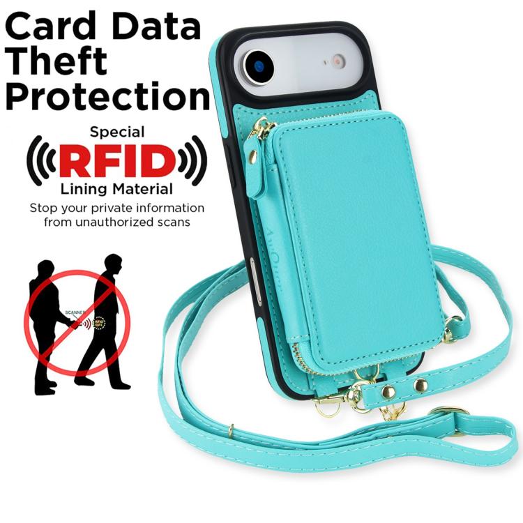 For iPhone Air AwQuer 2 in 1 Crossbody Zipper Wallet Leather Back Phone Case