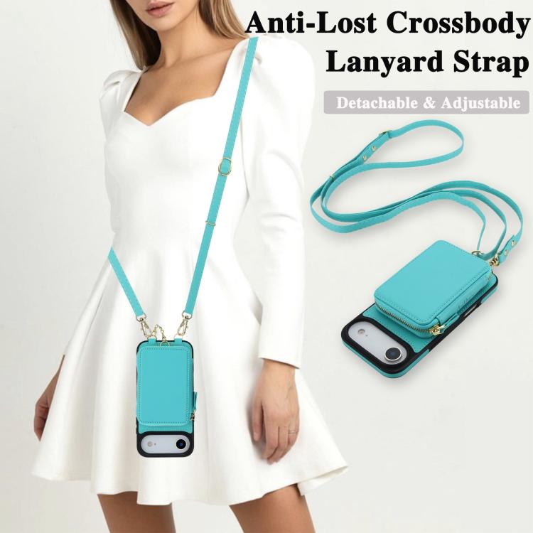 For iPhone Air AwQuer 2 in 1 Crossbody Zipper Wallet Leather Back Phone Case