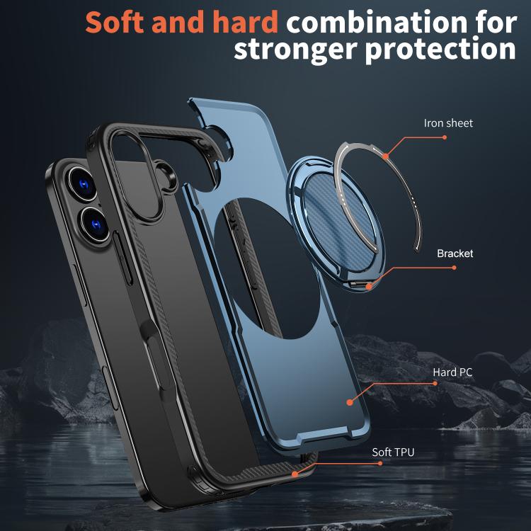 For iPhone 17 kalebol Metal 360 Degree Rotation Holder MagSafe Phone Case