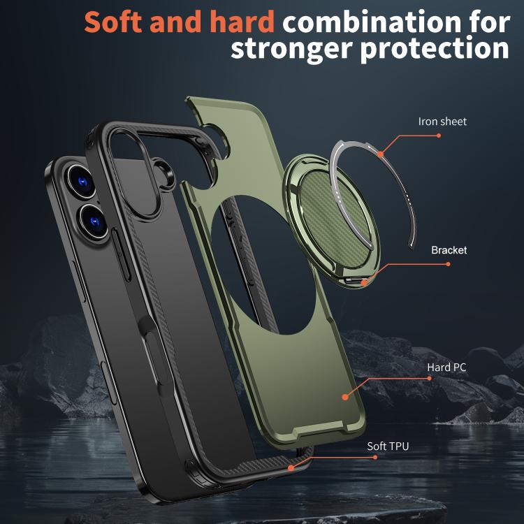 For iPhone 17 kalebol Metal 360 Degree Rotation Holder MagSafe Phone Case