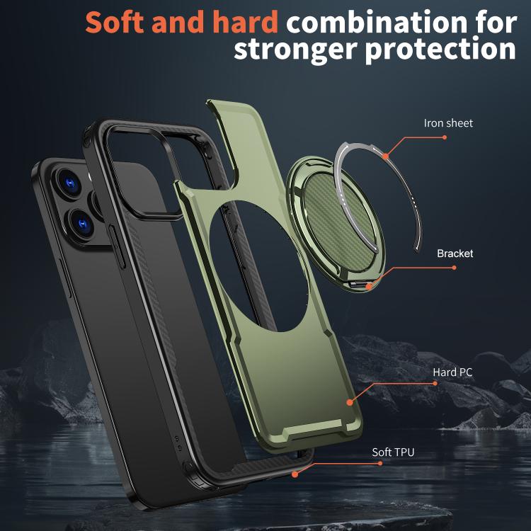 For iPhone 15 Pro Max kalebol Metal 360 Degree Rotation Holder MagSafe Phone Case