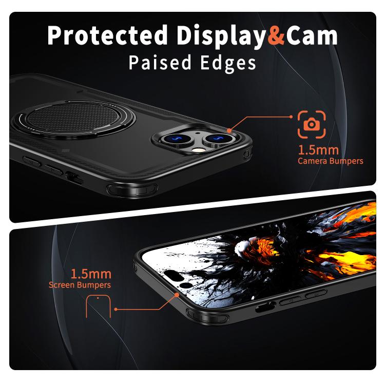 For iPhone 15 Plus kalebol Metal 360 Degree Rotation Holder MagSafe Phone Case