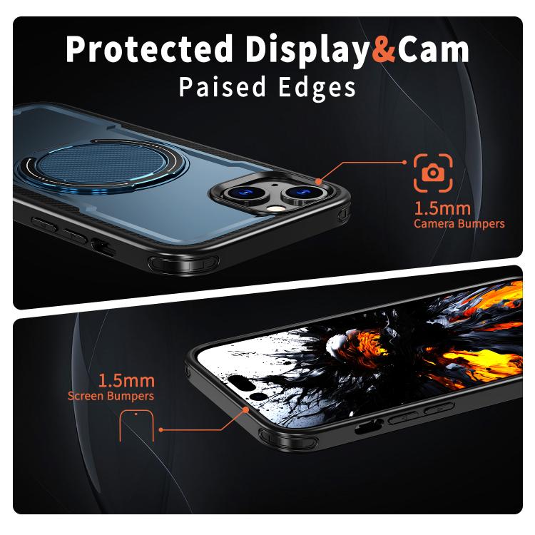 For iPhone 15 Plus kalebol Metal 360 Degree Rotation Holder MagSafe Phone Case
