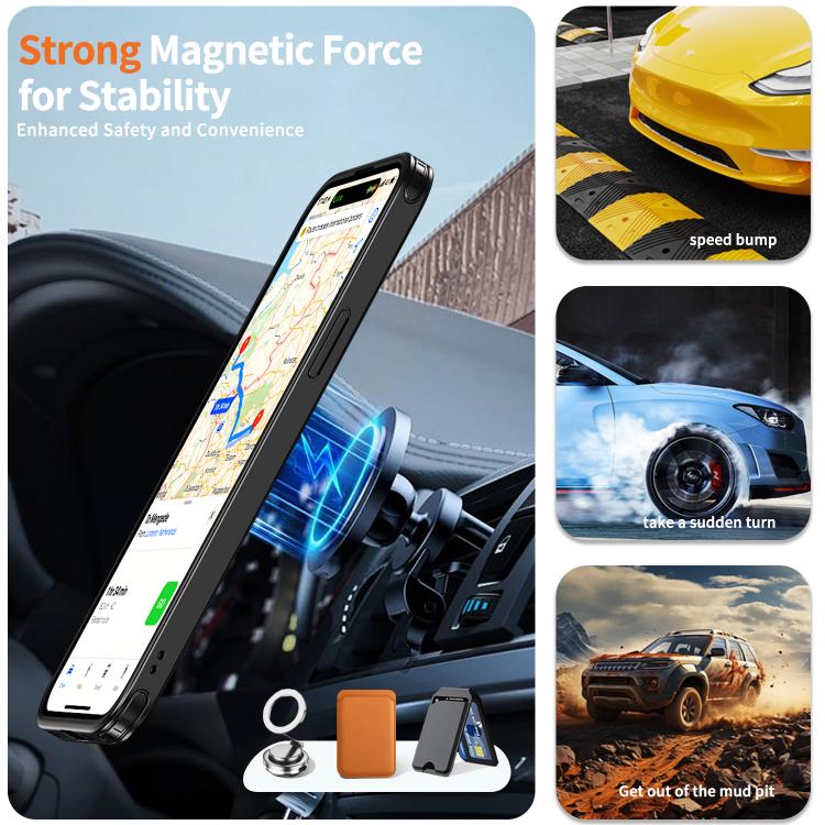 For iPhone 14 Plus kalebol Metal 360 Degree Rotation Holder MagSafe Phone Case