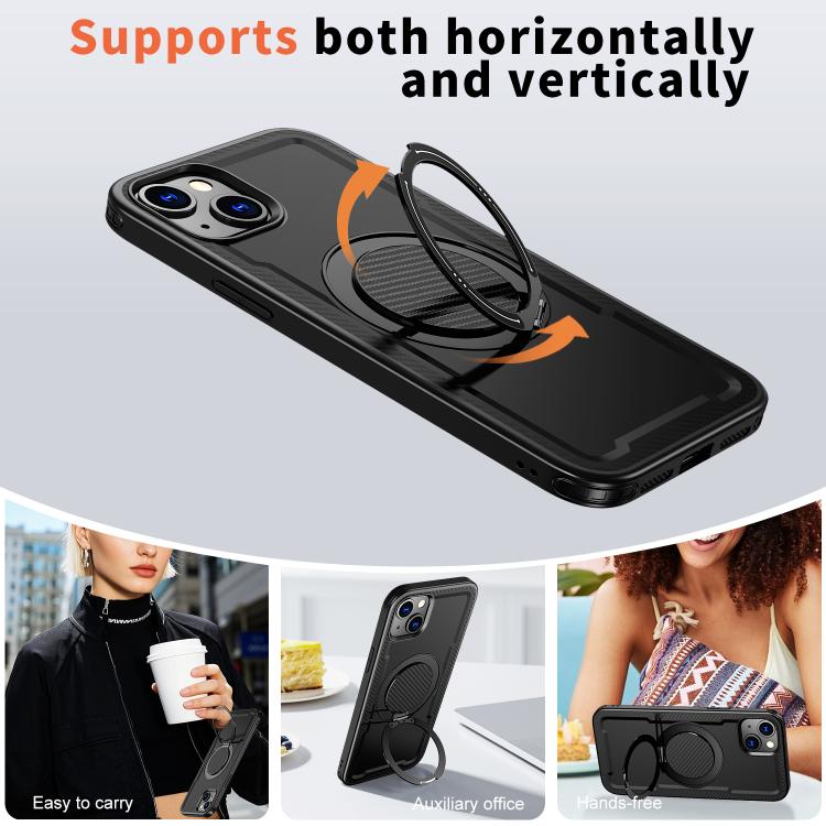 For iPhone 14 Plus kalebol Metal 360 Degree Rotation Holder MagSafe Phone Case