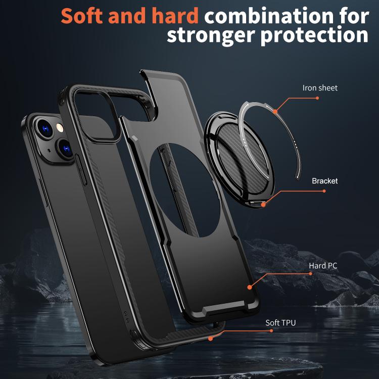 For iPhone 14 Plus kalebol Metal 360 Degree Rotation Holder MagSafe Phone Case