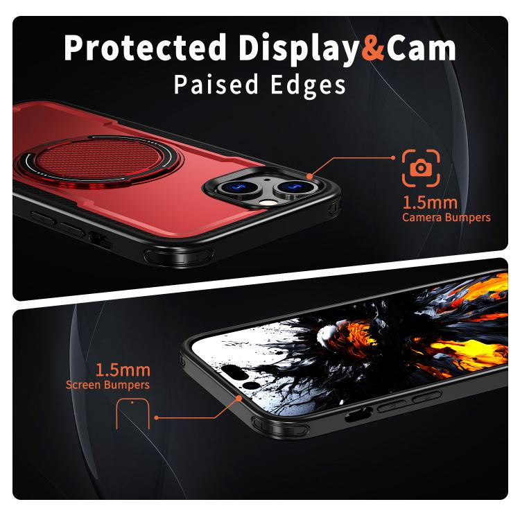 For iPhone 14 Plus kalebol Metal 360 Degree Rotation Holder MagSafe Phone Case