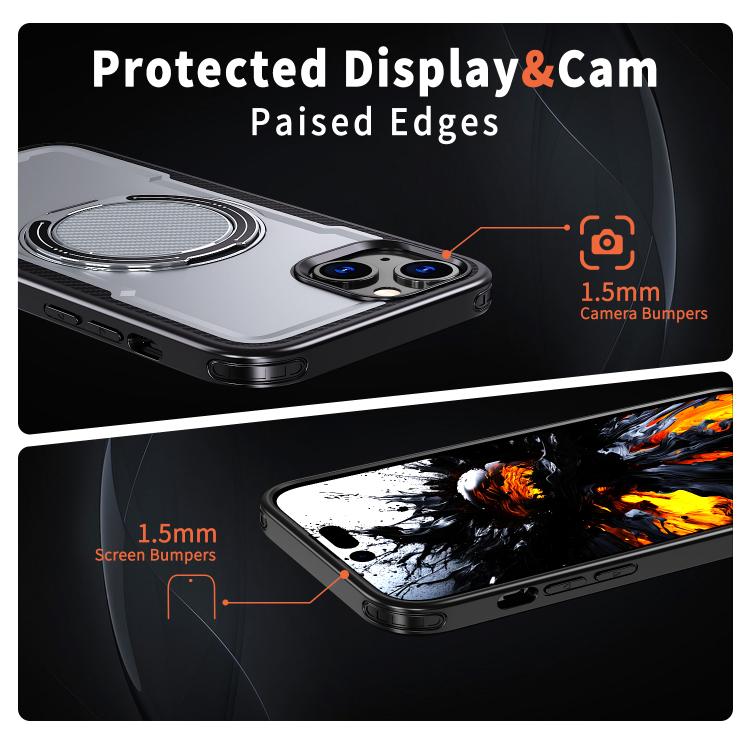 For iPhone 14 Plus kalebol Metal 360 Degree Rotation Holder MagSafe Phone Case