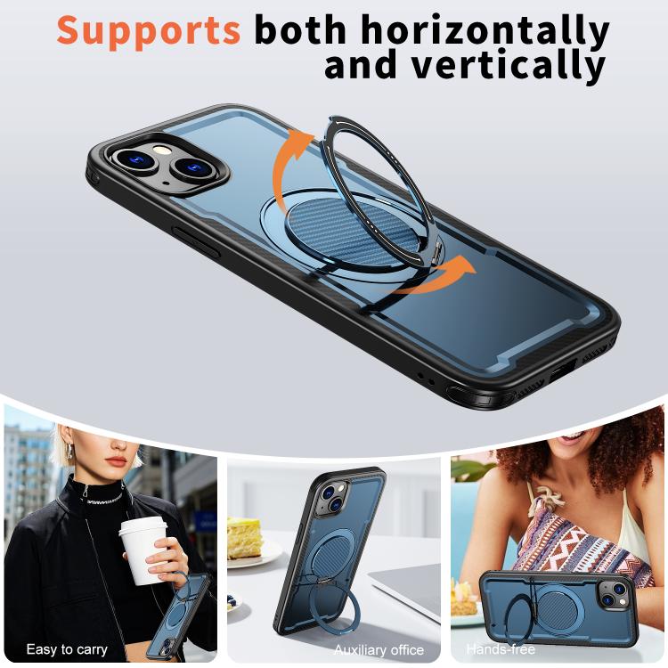 For iPhone 14 Plus kalebol Metal 360 Degree Rotation Holder MagSafe Phone Case