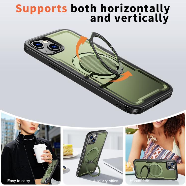 For iPhone 14 Plus kalebol Metal 360 Degree Rotation Holder MagSafe Phone Case