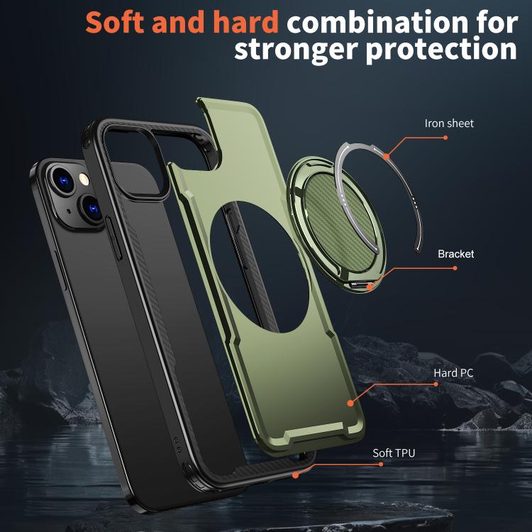 For iPhone 14 Plus kalebol Metal 360 Degree Rotation Holder MagSafe Phone Case