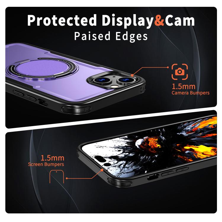 For iPhone 14 Plus kalebol Metal 360 Degree Rotation Holder MagSafe Phone Case