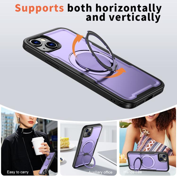 For iPhone 14 Plus kalebol Metal 360 Degree Rotation Holder MagSafe Phone Case