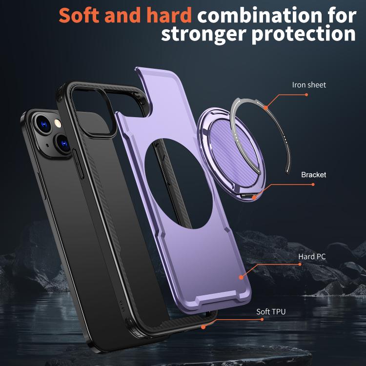 For iPhone 14 Plus kalebol Metal 360 Degree Rotation Holder MagSafe Phone Case