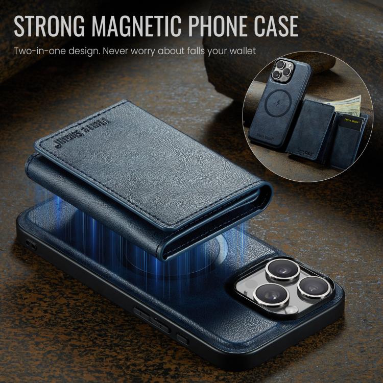 For iPhone 16 Pro Fierre Shann 2 in 1 Holder RFID Card Slot Wallet MagSafe Phone Case