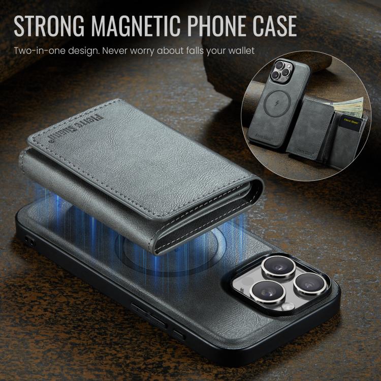 For iPhone 16 Pro Fierre Shann 2 in 1 Holder RFID Card Slot Wallet MagSafe Phone Case