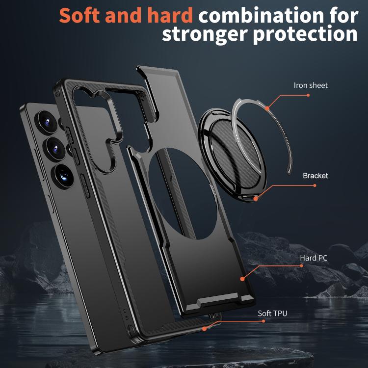 For Samsung Galaxy S25 Ultra 5G Kalebol Metal 360 Degree Rotation Holder MagSafe Phone Case
