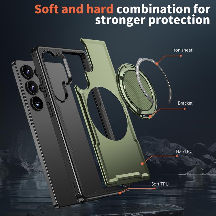 For Samsung Galaxy S25 Ultra 5G Kalebol Metal 360 Degree Rotation Holder MagSafe Phone Case